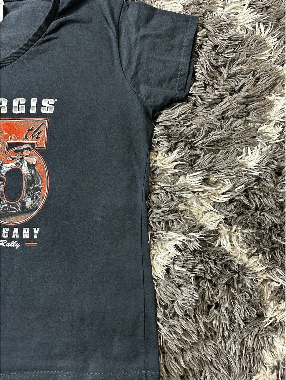 Sturgis 75th Anniversary 2015 Black Hills Rally V-Neck T Shirt Womens 3XL Black